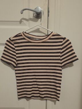 H&M Striped Short Sleeve Ribbed Tee